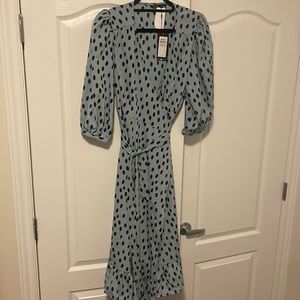 Blue Wrap Dress V Neck